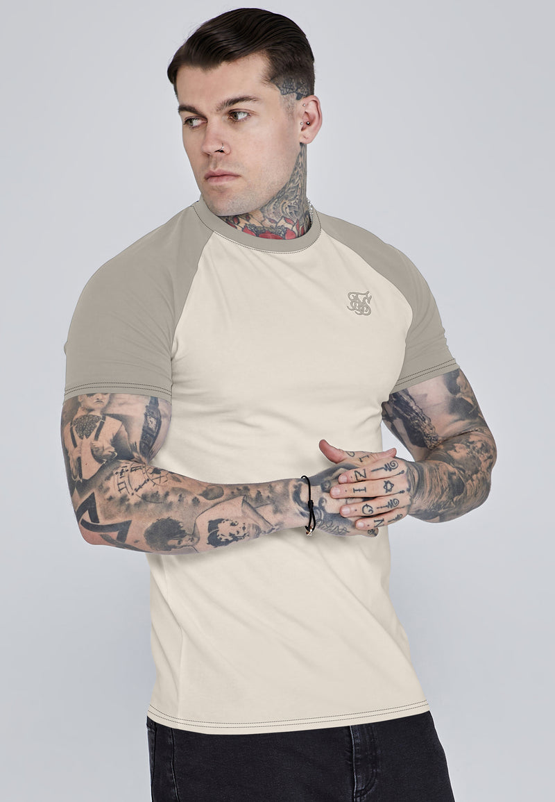 Ecru and Stone Raglan T-Shirt