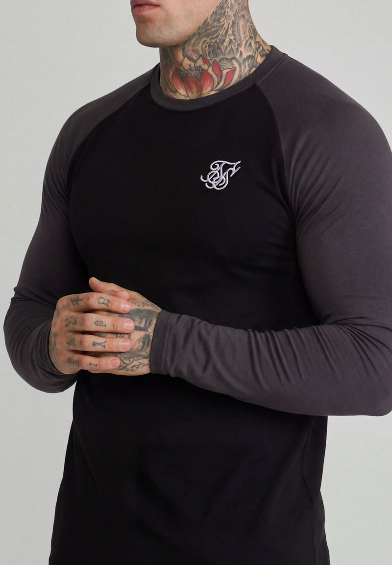 Black and Grey LS Muscle Fit T-Shirt (1)
