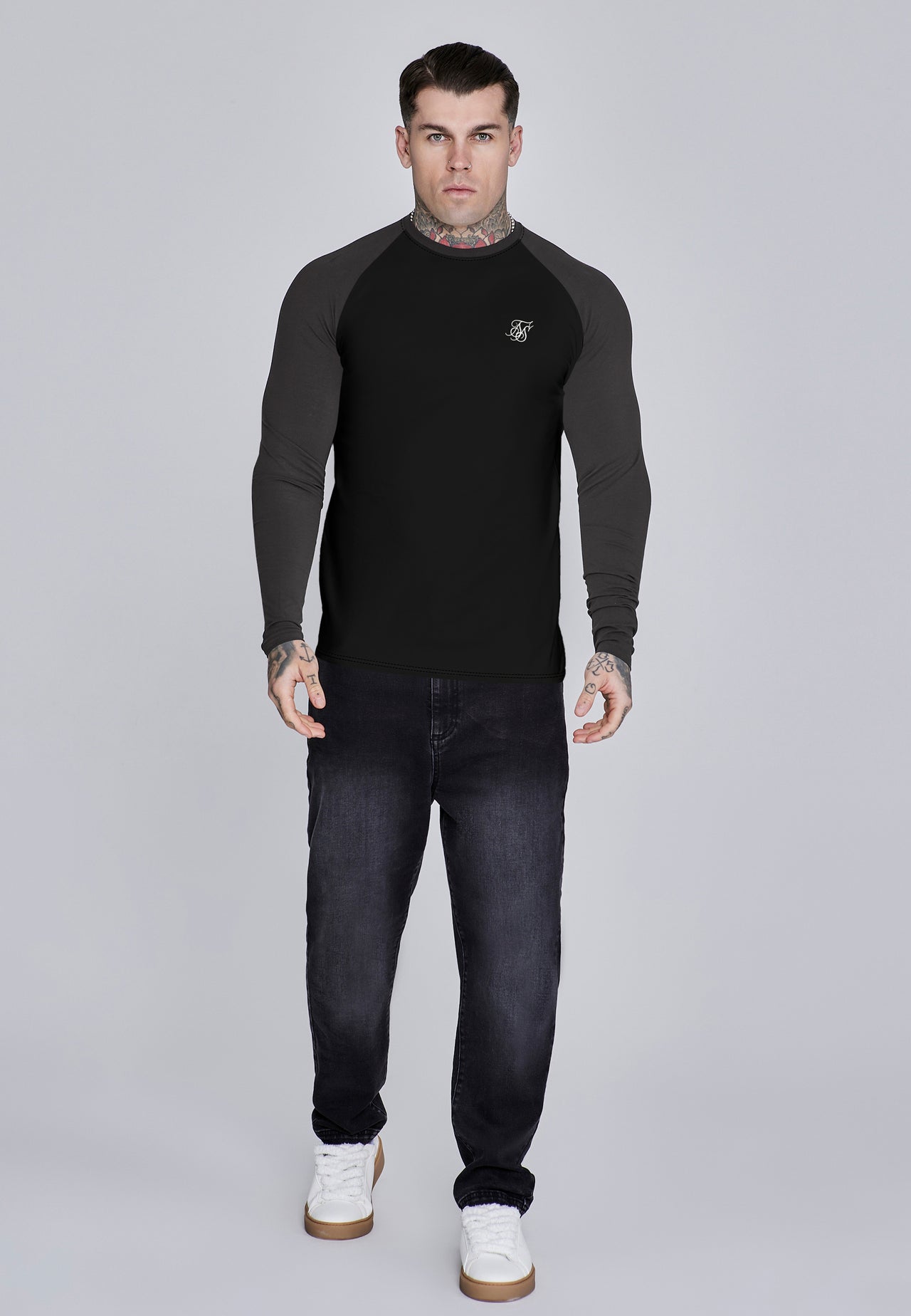 Black and Grey LS Muscle Fit T-Shirt (2)