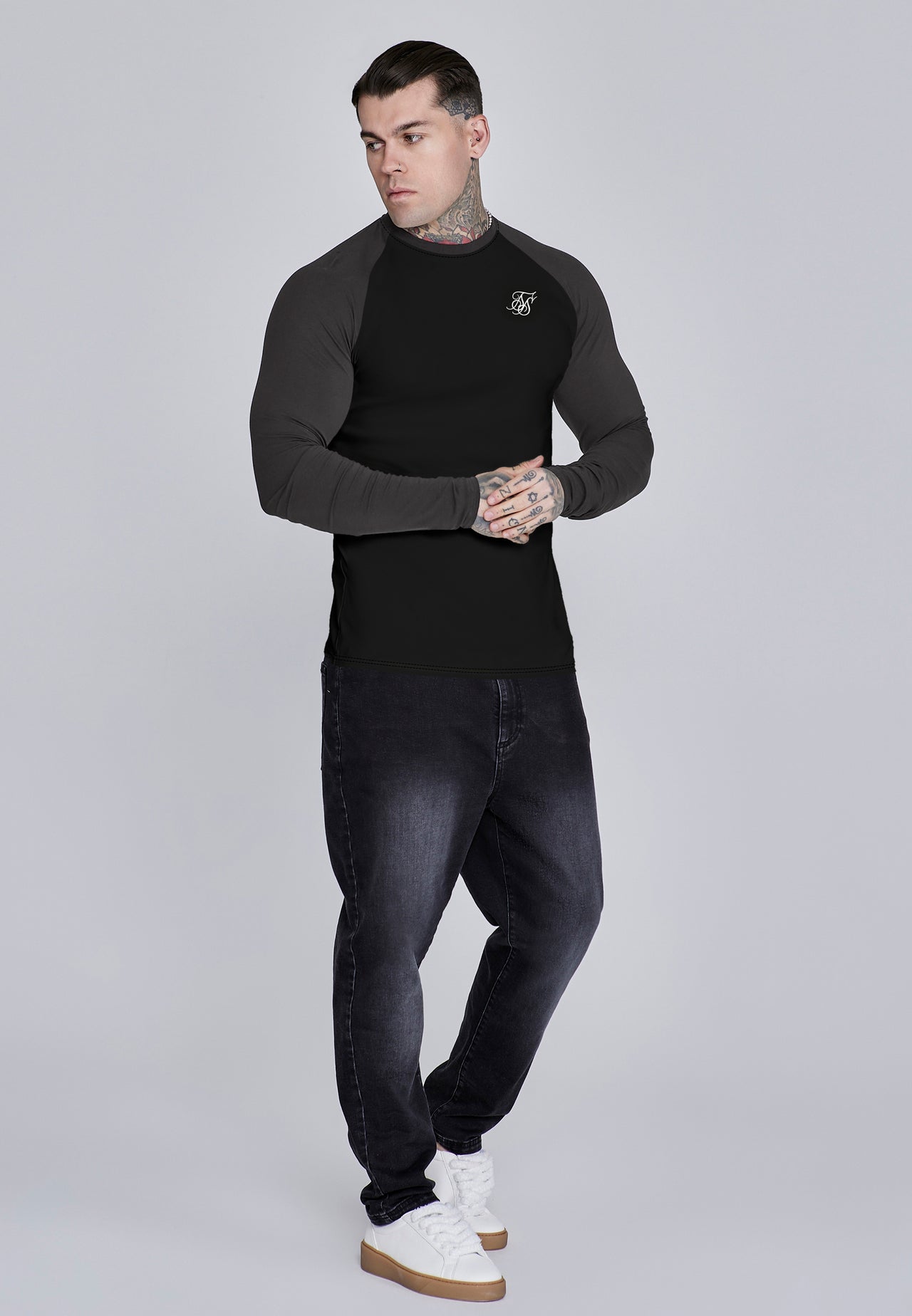 Black and Grey LS Muscle Fit T-Shirt (3)
