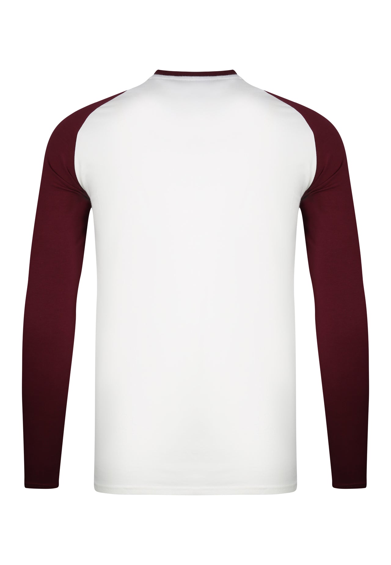 White and Burgundy LS Muscle Fit T-Shirt (6)
