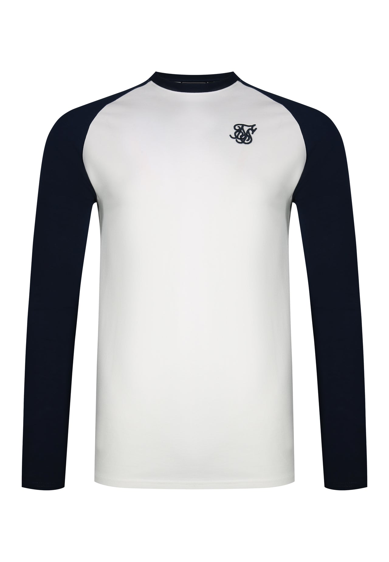 White and Navy LS Muscle Fit T-Shirt (5)