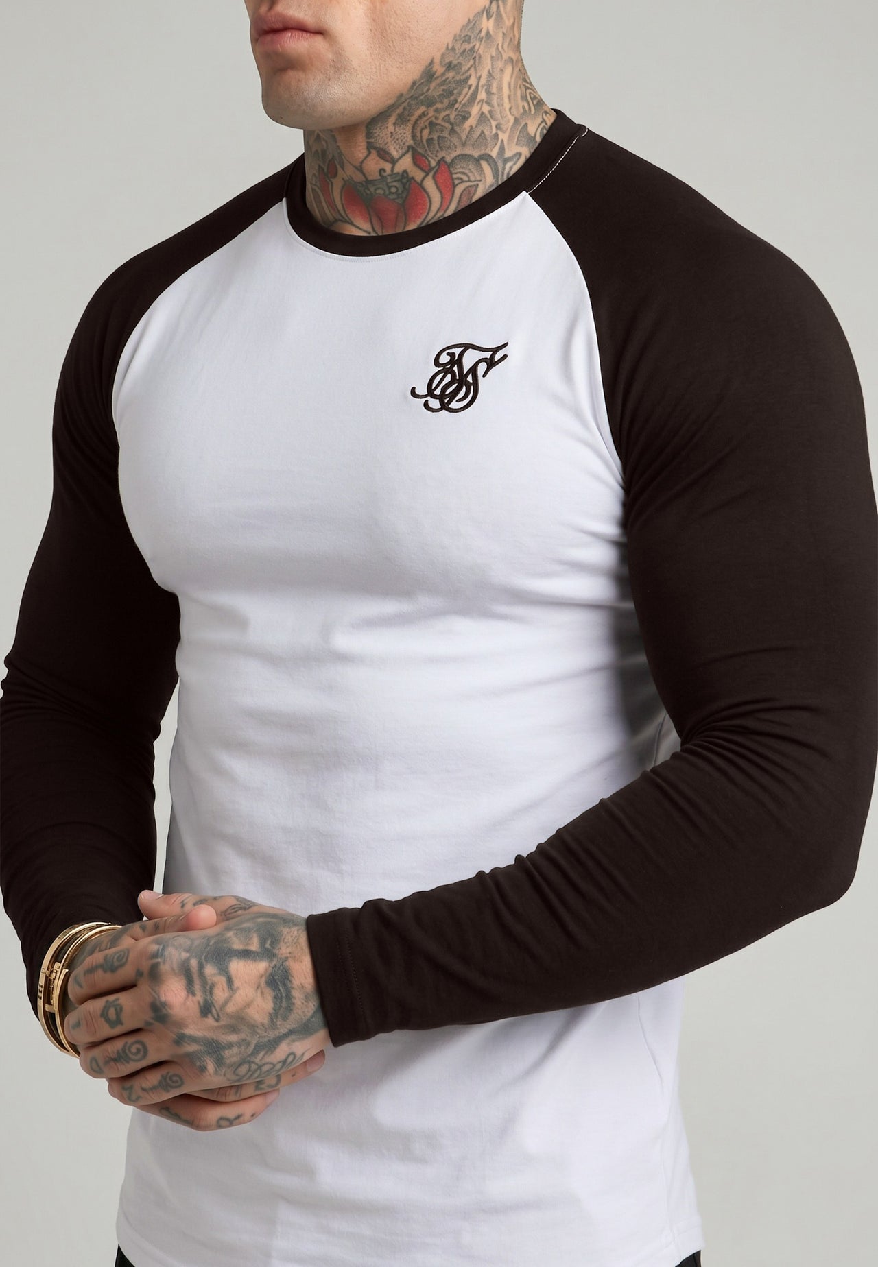 White and Brown LS Muscle Fit T-Shirt (1)