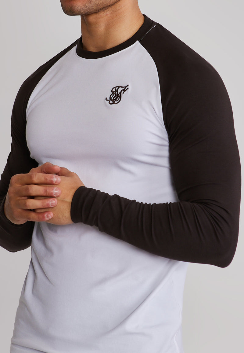 White and Brown LS Muscle Fit T-Shirt (1)