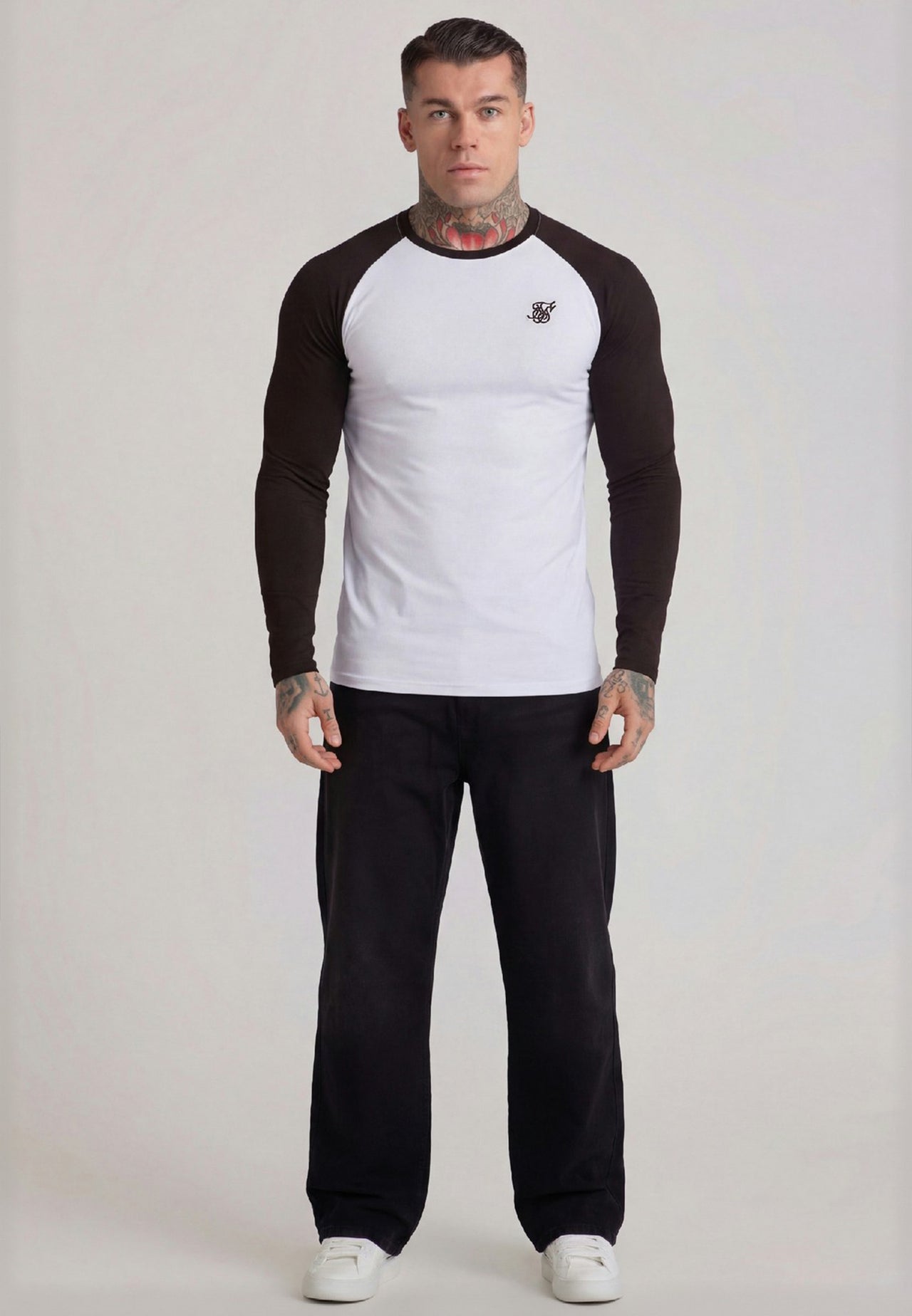 White and Brown LS Muscle Fit T-Shirt (2)