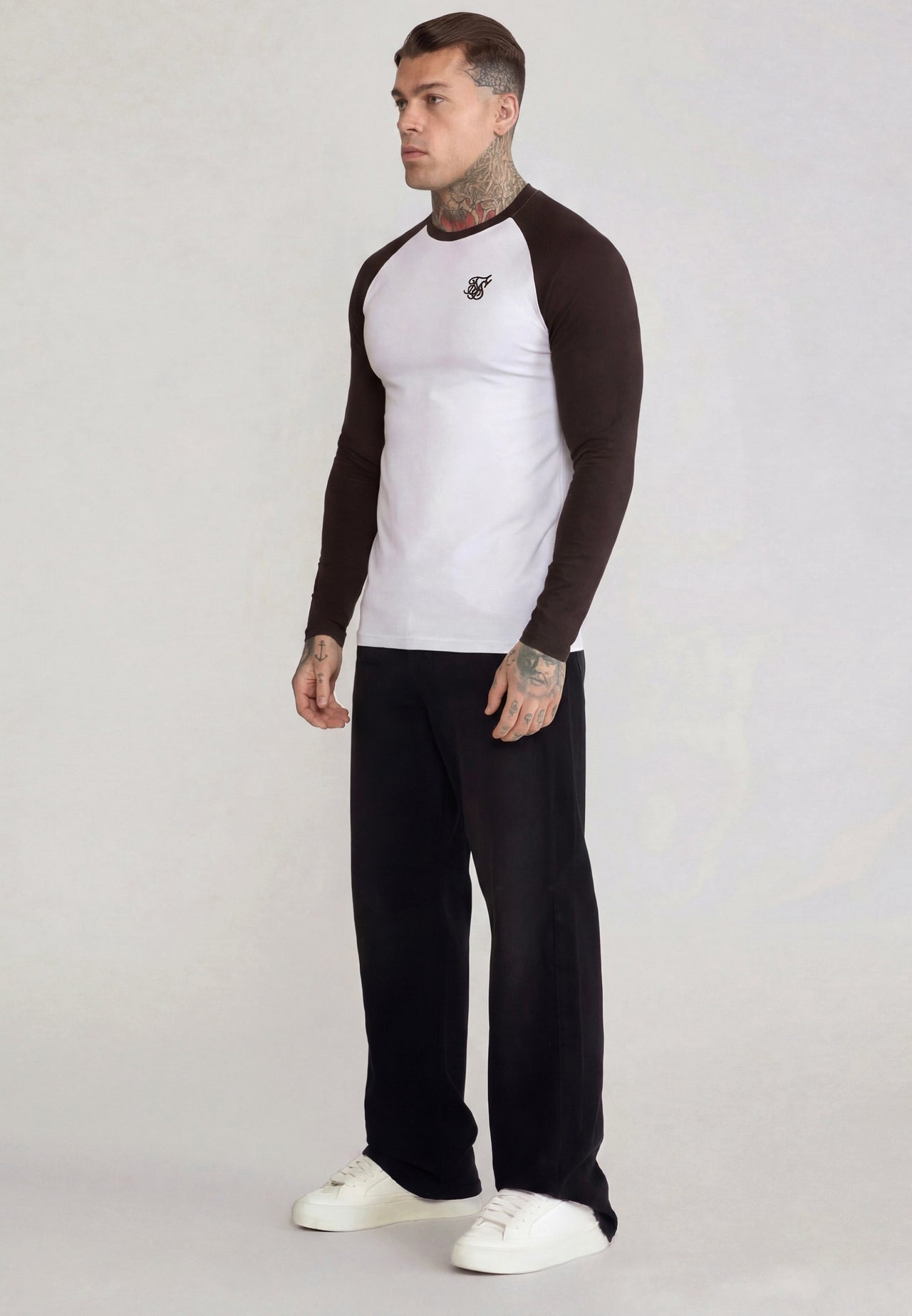 White and Brown LS Muscle Fit T-Shirt (3)