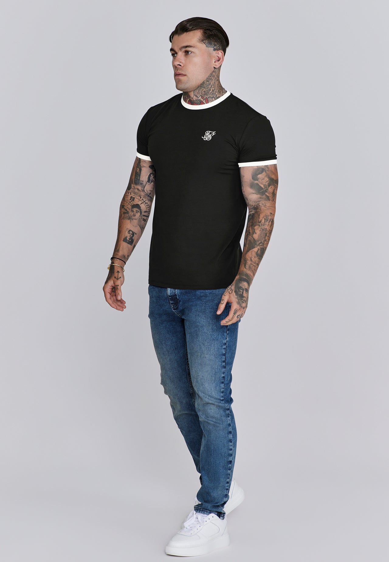 Black and White Ringer T-Shirt (3)