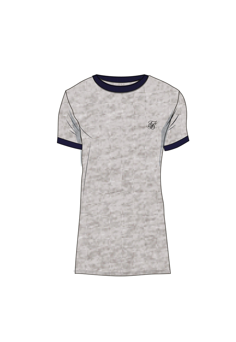 Grey Marl and Navy Ringer T-Shirt