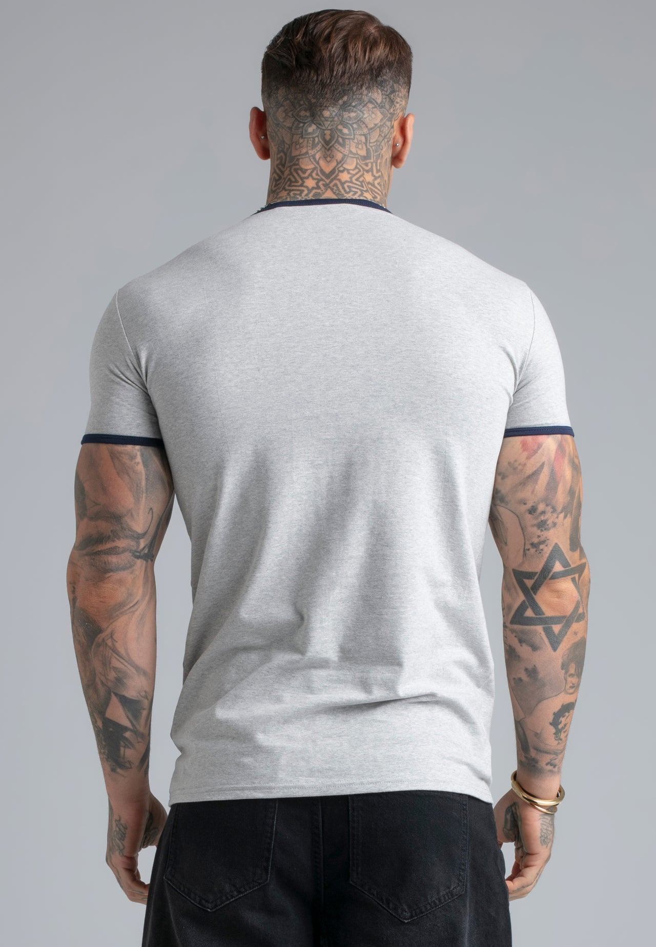 Grey Marl and Navy Ringer T-Shirt (4)