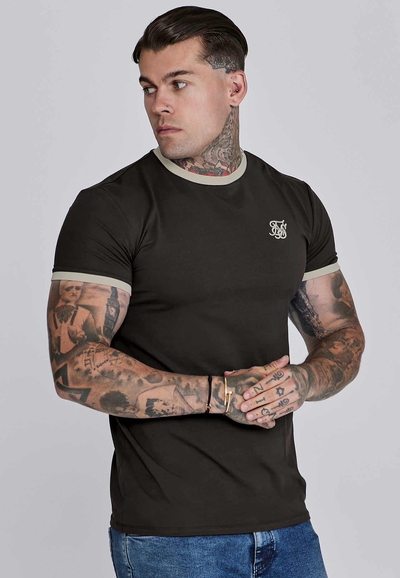Brown and Stone Ringer T-Shirt