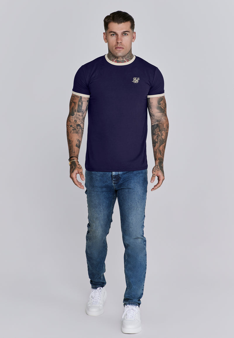 Navy and Ecru Ringer T-Shirt (1)