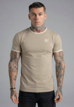 Stone and Ecru Ringer T-Shirt