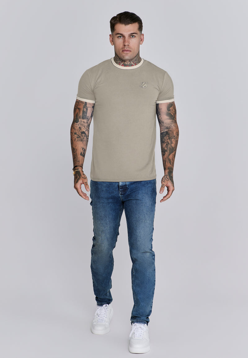 Stone and Ecru Ringer T-Shirt (1)