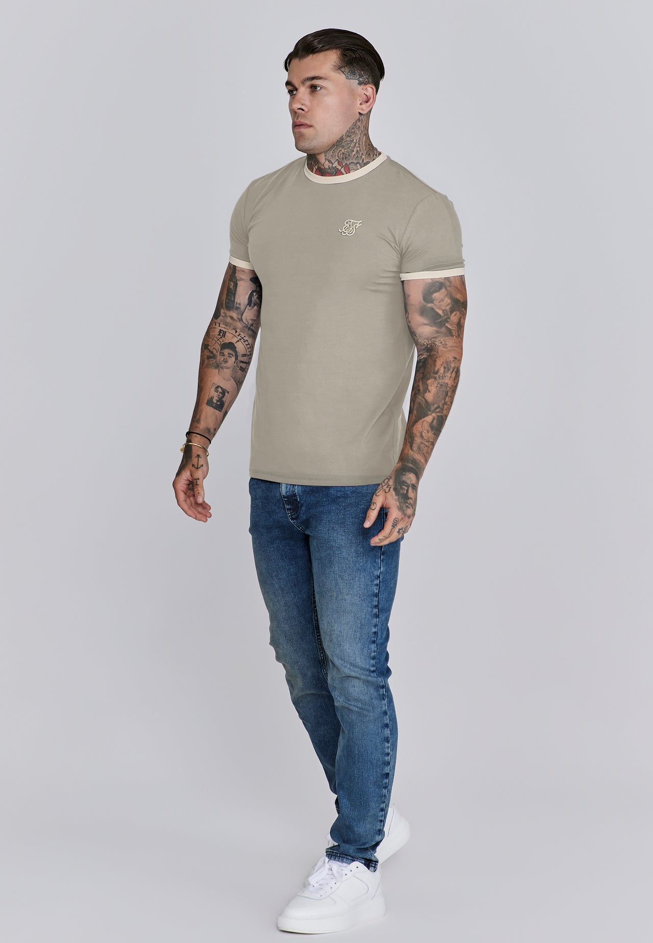 Stone and Ecru Ringer T-Shirt (3)