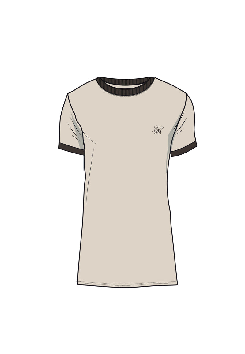 Ecru and Brown Ringer T-Shirt
