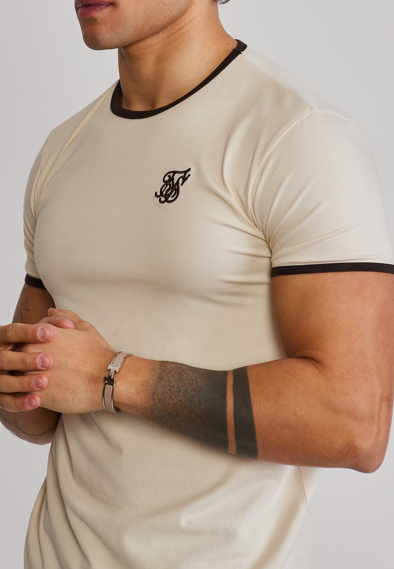 Ecru and Brown Ringer T-Shirt (1)