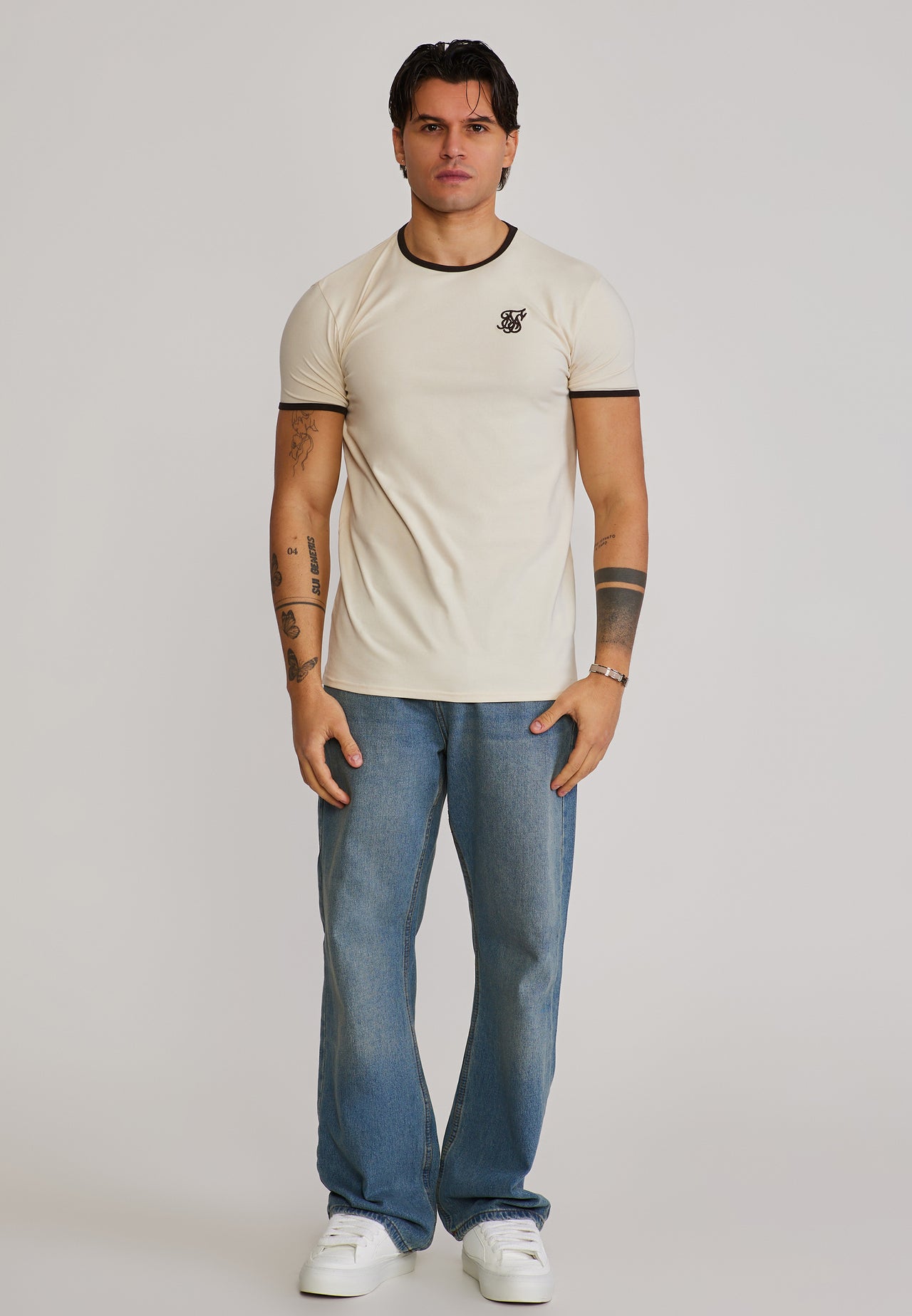 Ecru and Brown Ringer T-Shirt (2)