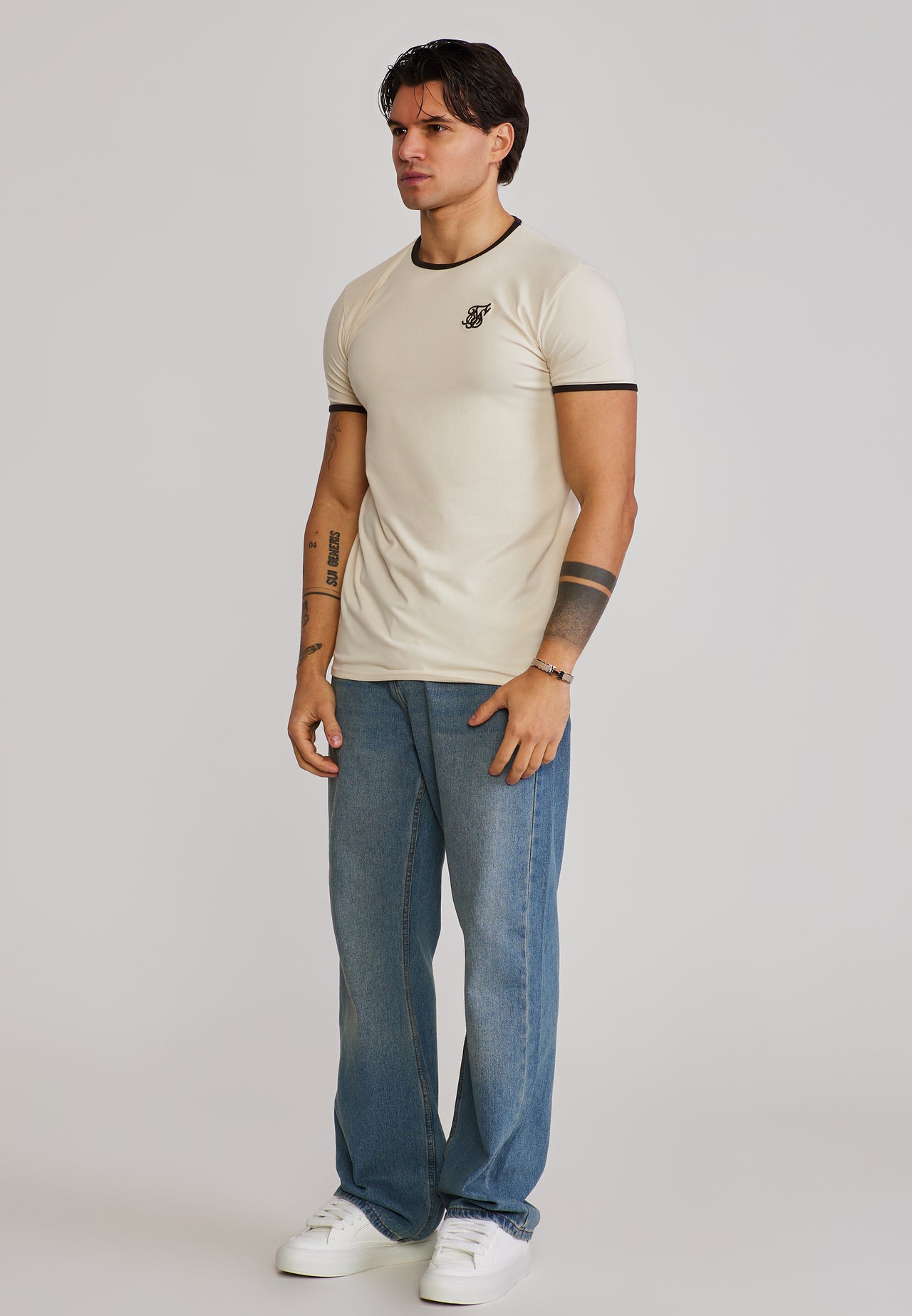 Ecru and Brown Ringer T-Shirt (3)