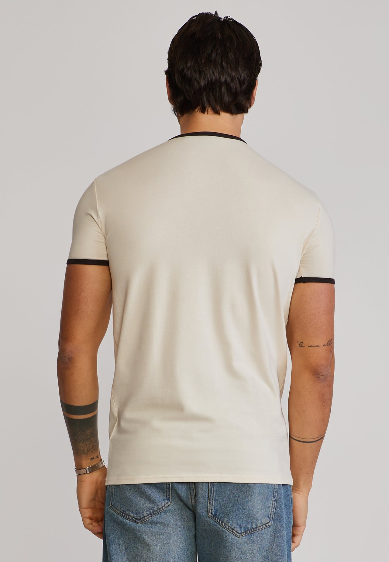 Ecru and Brown Ringer T-Shirt (4)