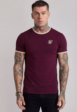Burgundy and Ecru Ringer T-Shirt