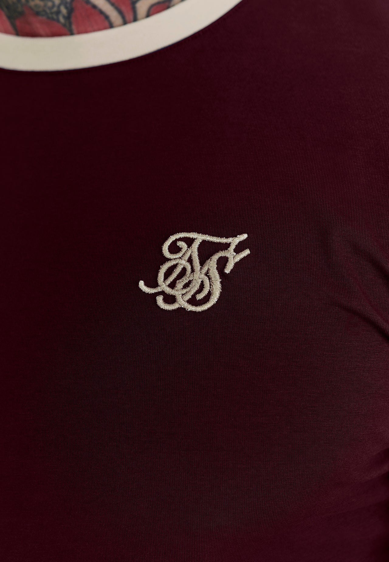 Burgundy and Ecru Ringer T-Shirt (2)