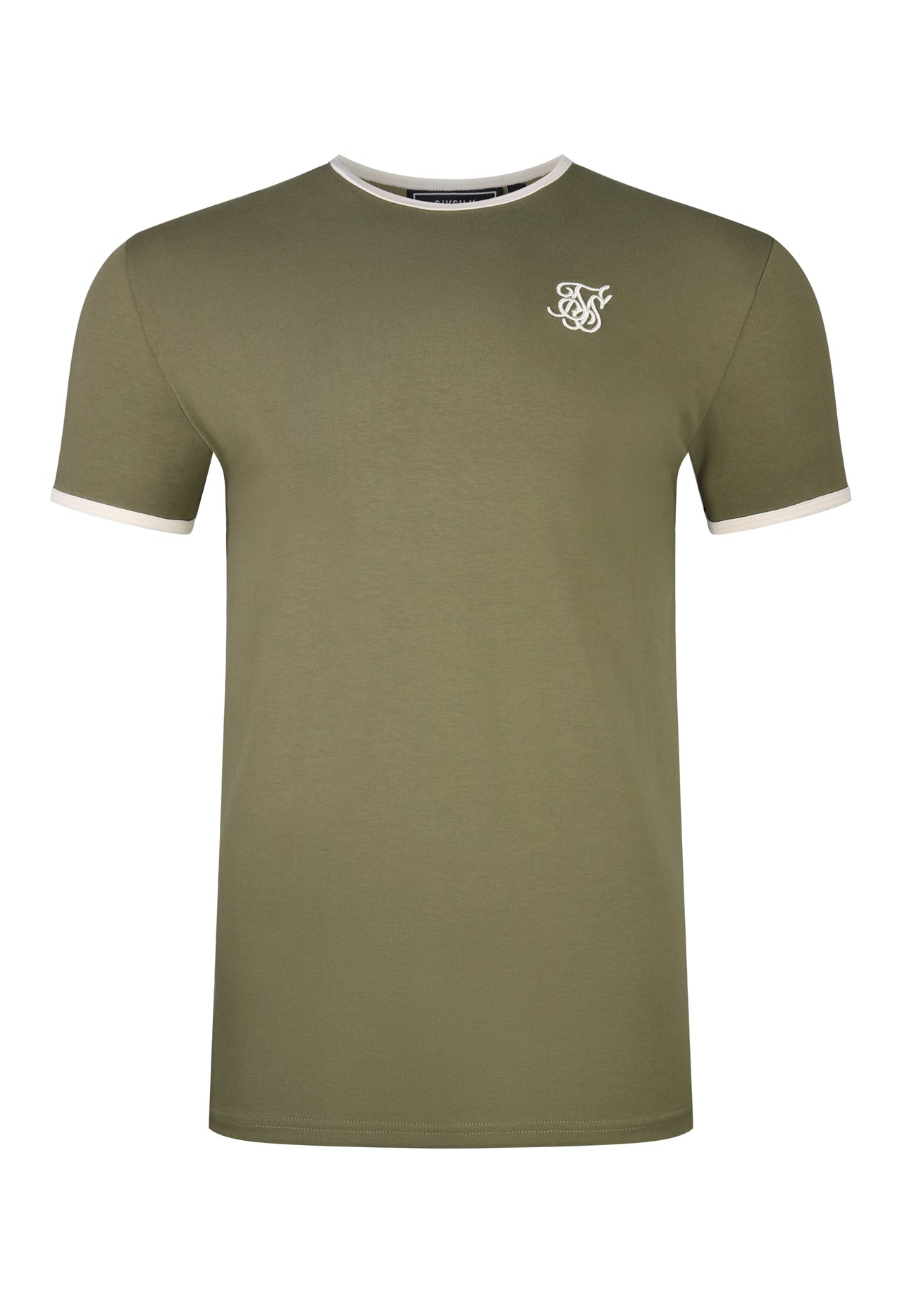 Khaki Green and Ecru Ringer T-Shirt (5)