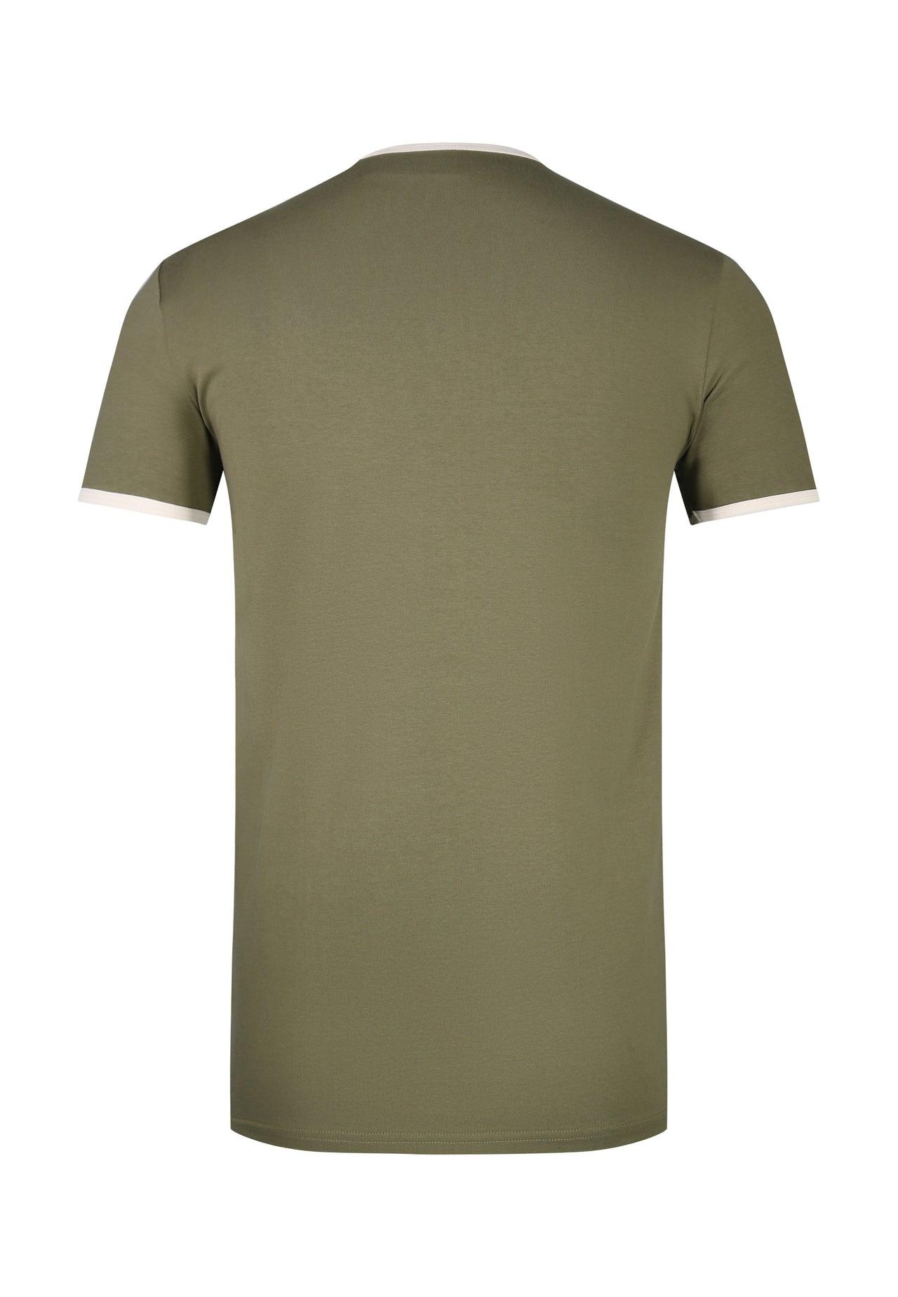 Khaki Green and Ecru Ringer T-Shirt (6)
