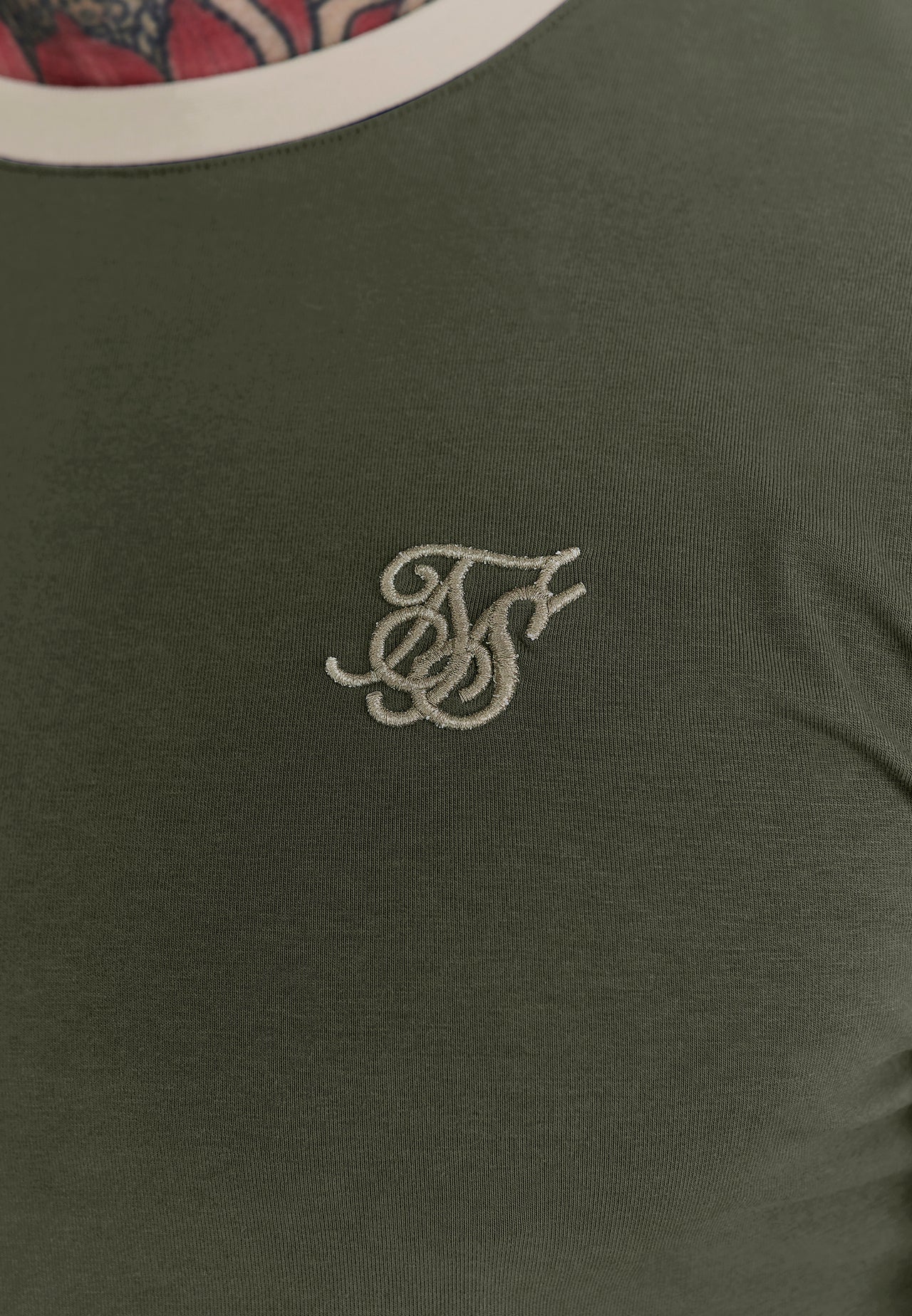 Khaki Green and Ecru Ringer T-Shirt (2)