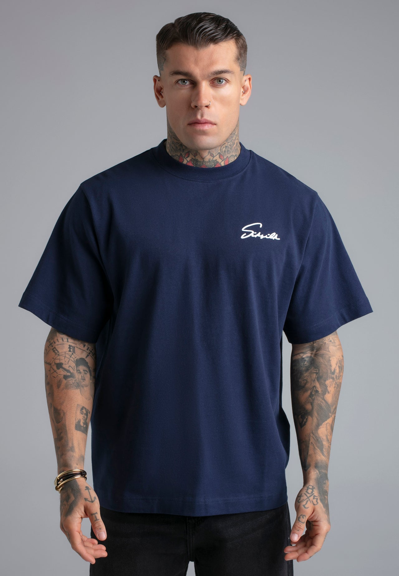 Navy Script T-Shirt