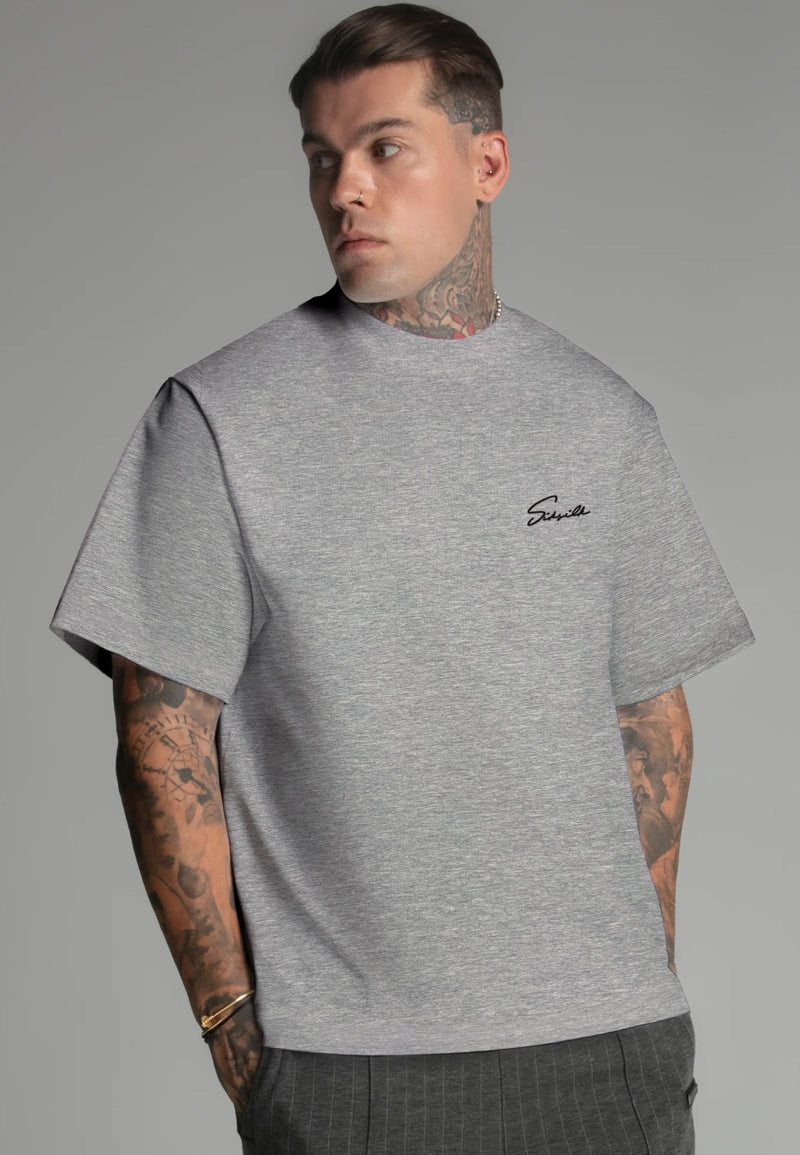 Grey Marl Script T-Shirt