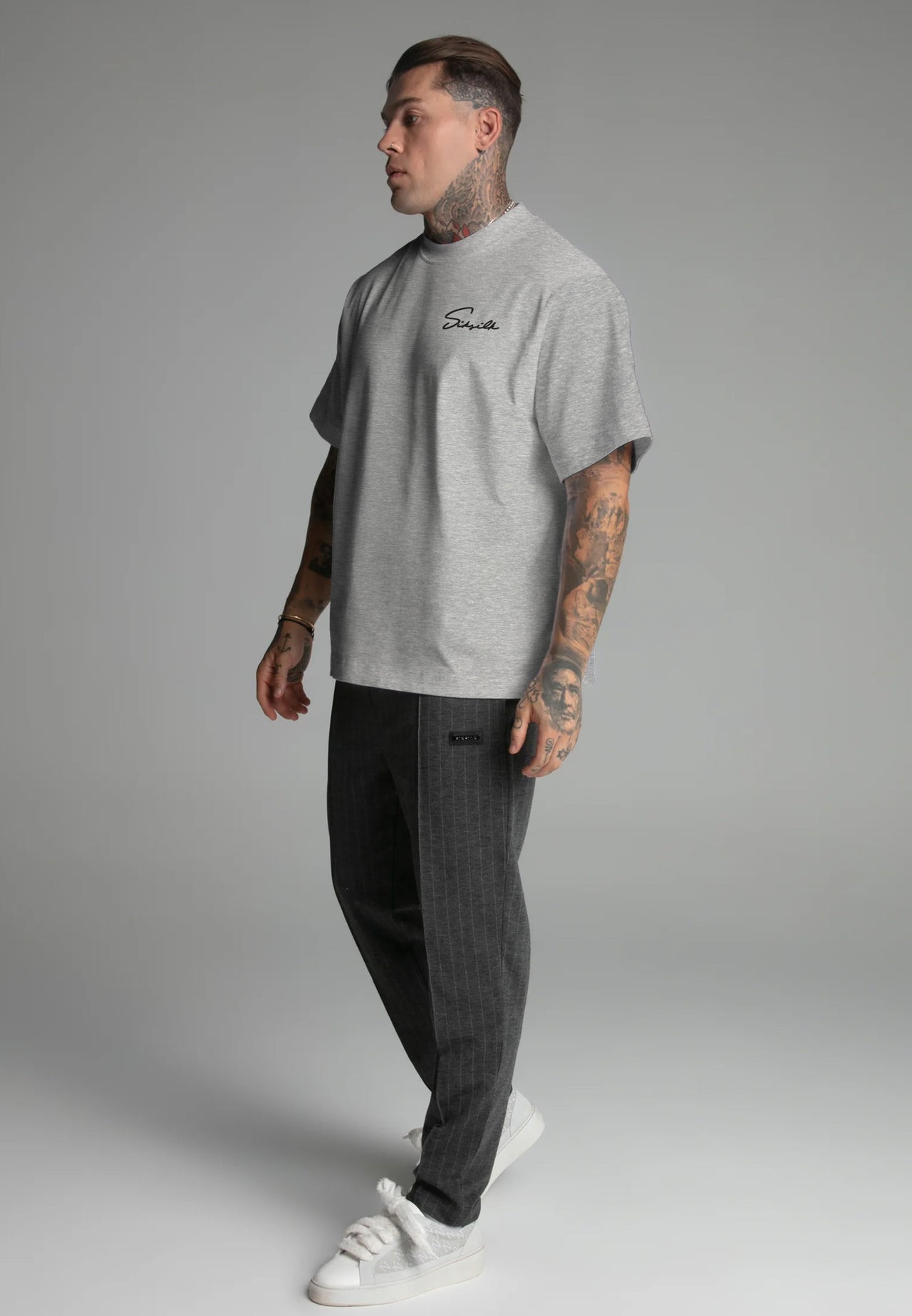 Grey Marl Script T-Shirt (4)