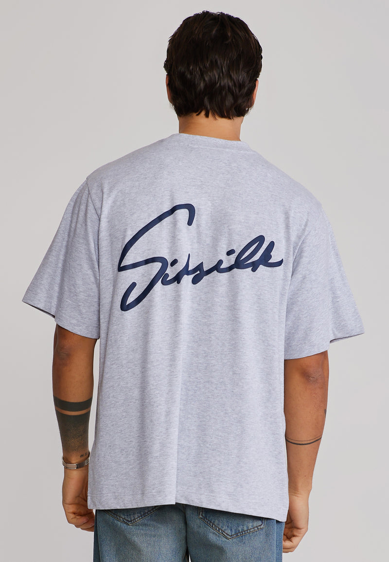 Grey Marl Script T-Shirt (1)