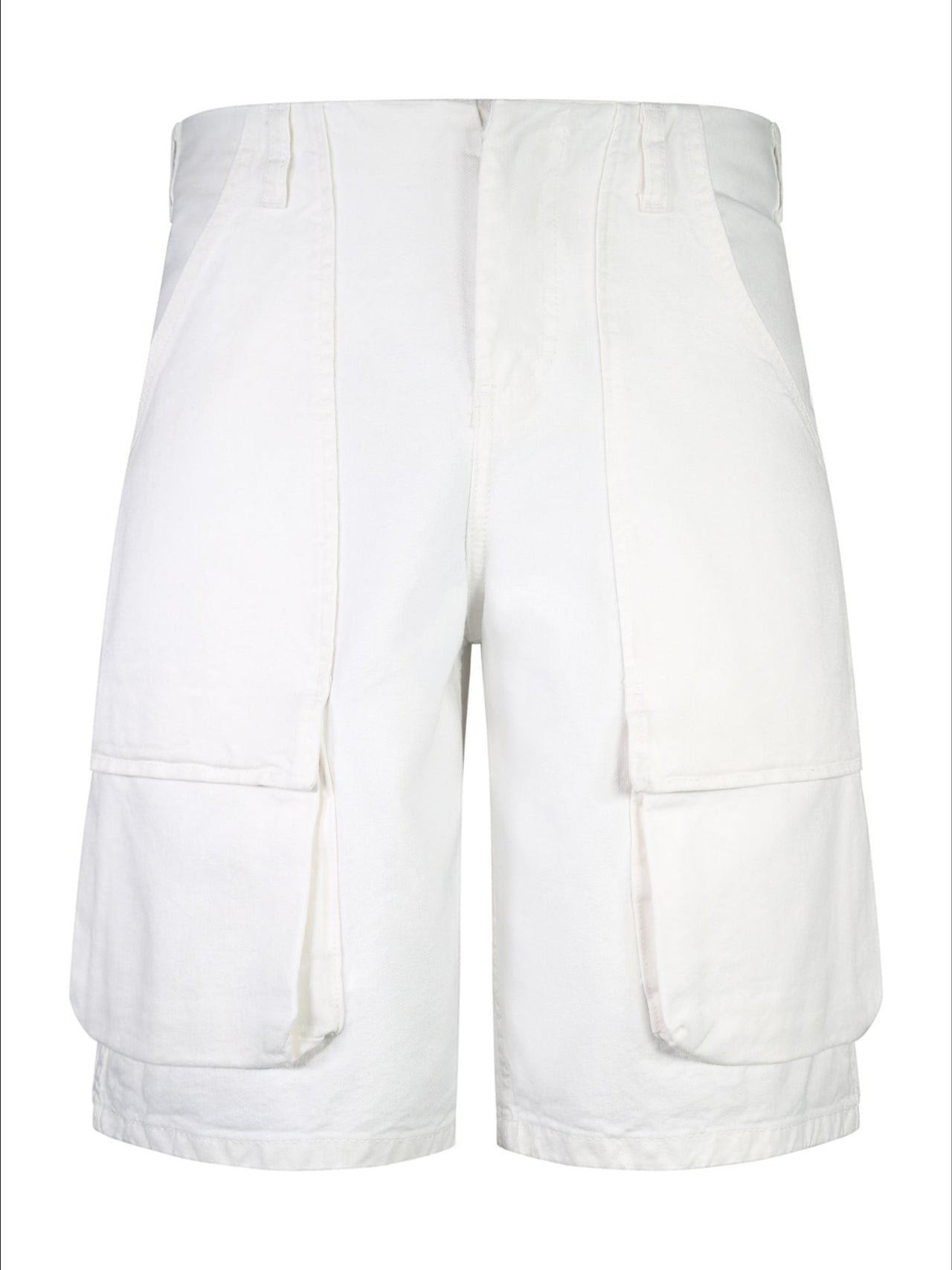 Washed White Denim Cargo Shorts (5)