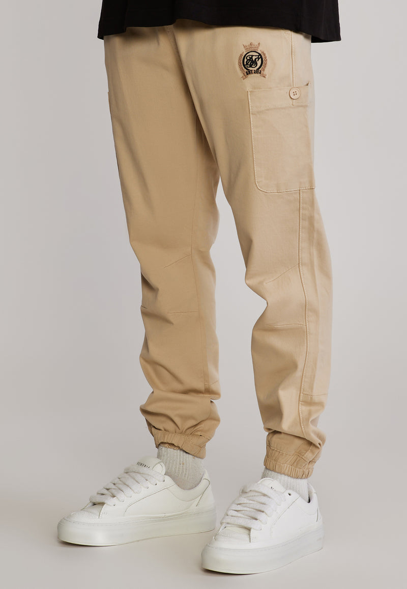 Beige Slim Fit Cargos