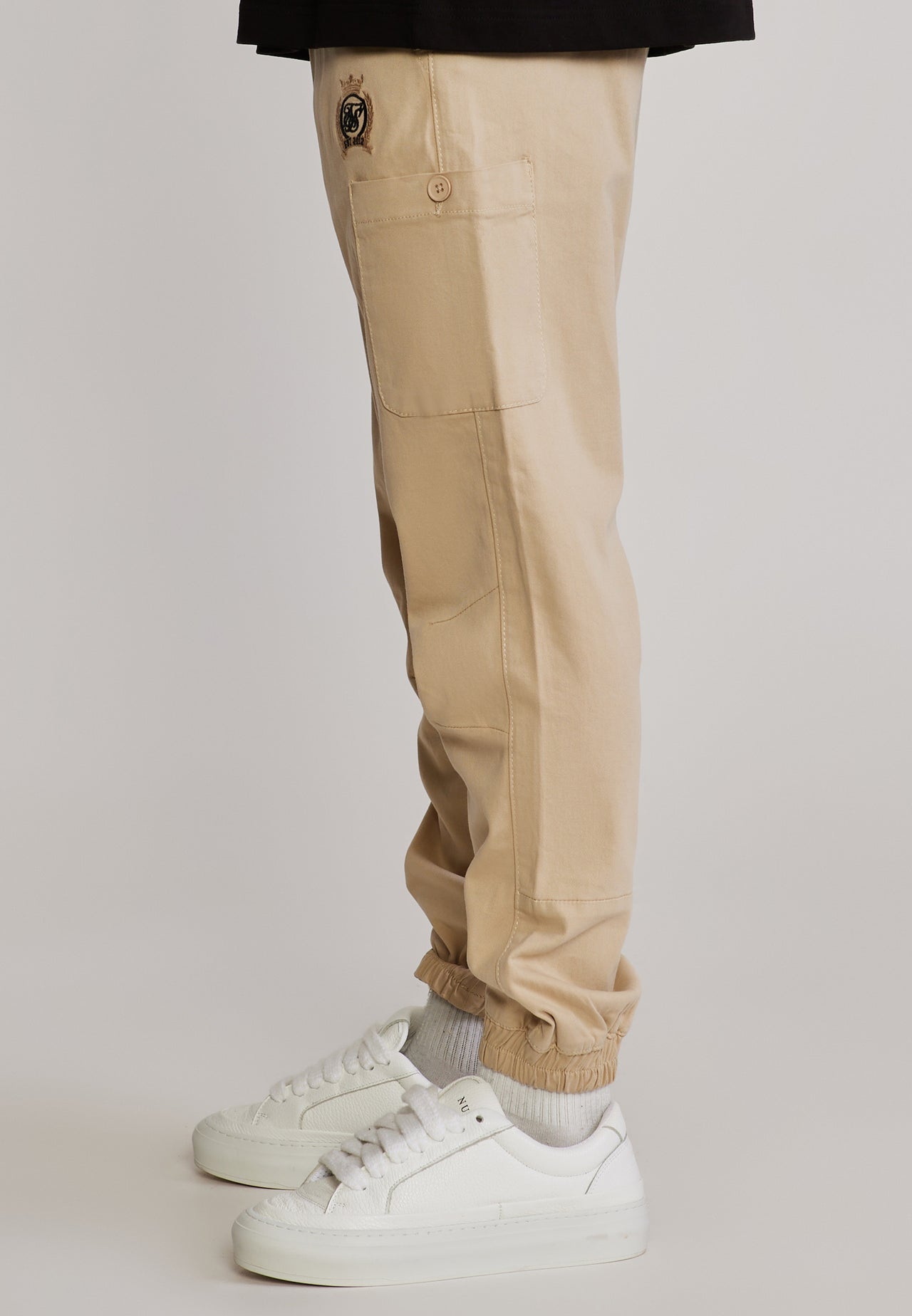 Beige Slim Fit Cargos (2)