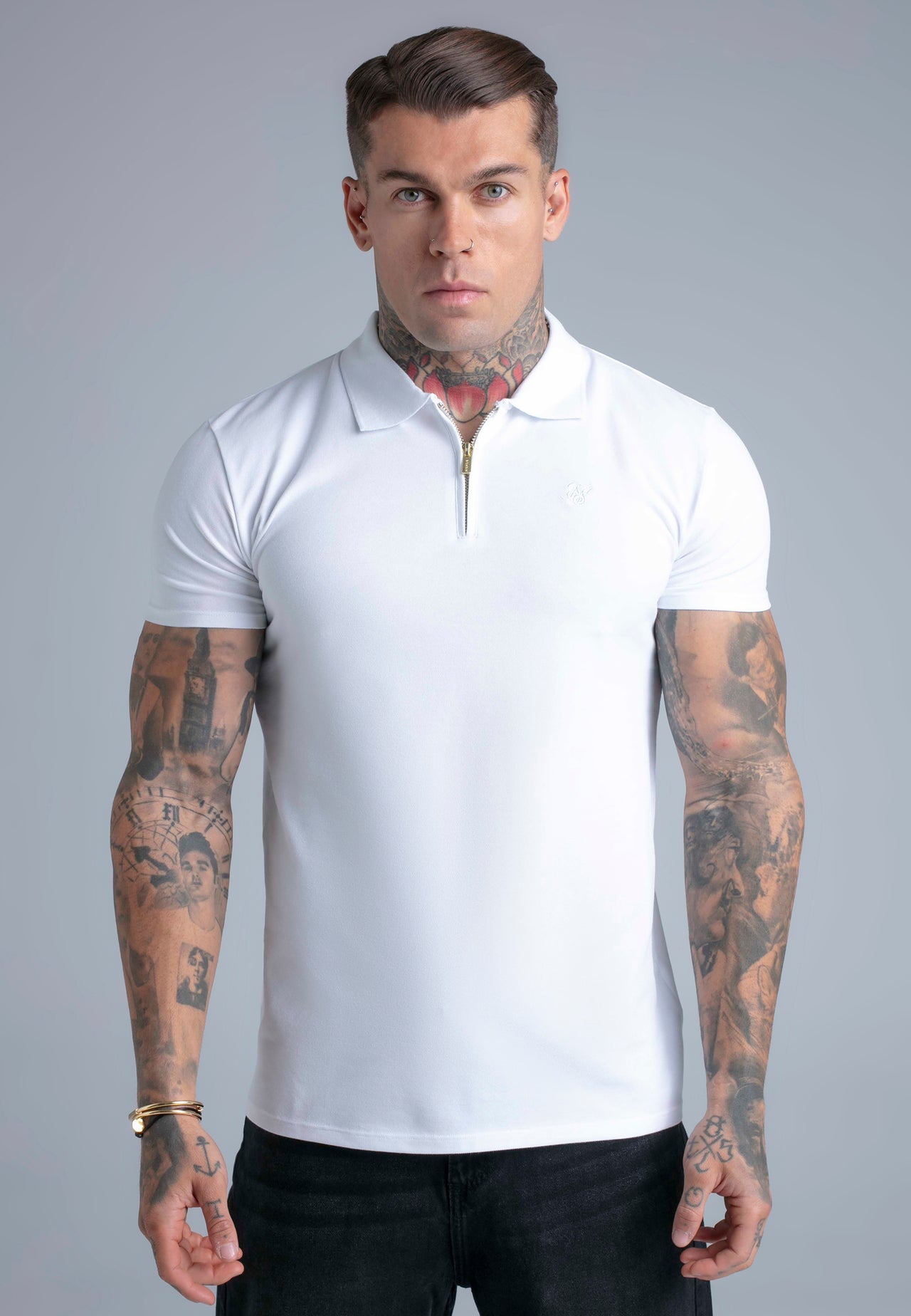 White Zip Polo T-Shirt