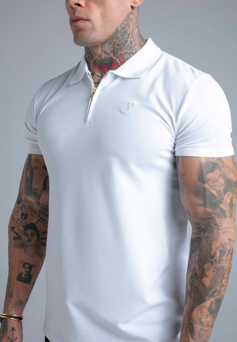 White Zip Polo T-Shirt (1)