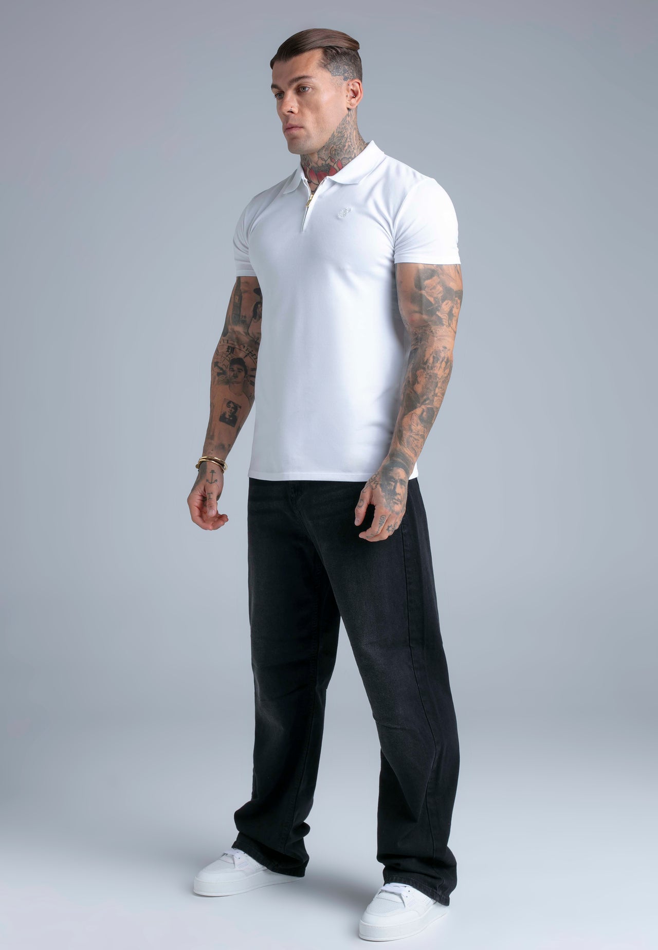 White Zip Polo T-Shirt (2)