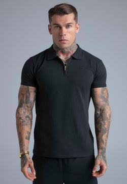 Black Zip Polo T-Shirt