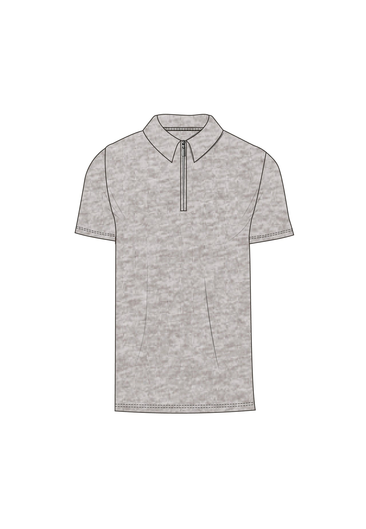 Grey Marl Zip Polo T-Shirt
