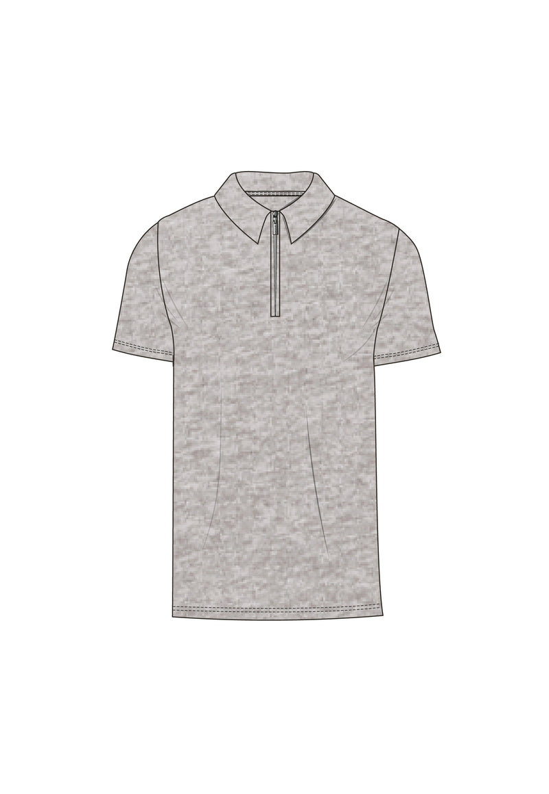 Grey Marl Zip Polo T-Shirt