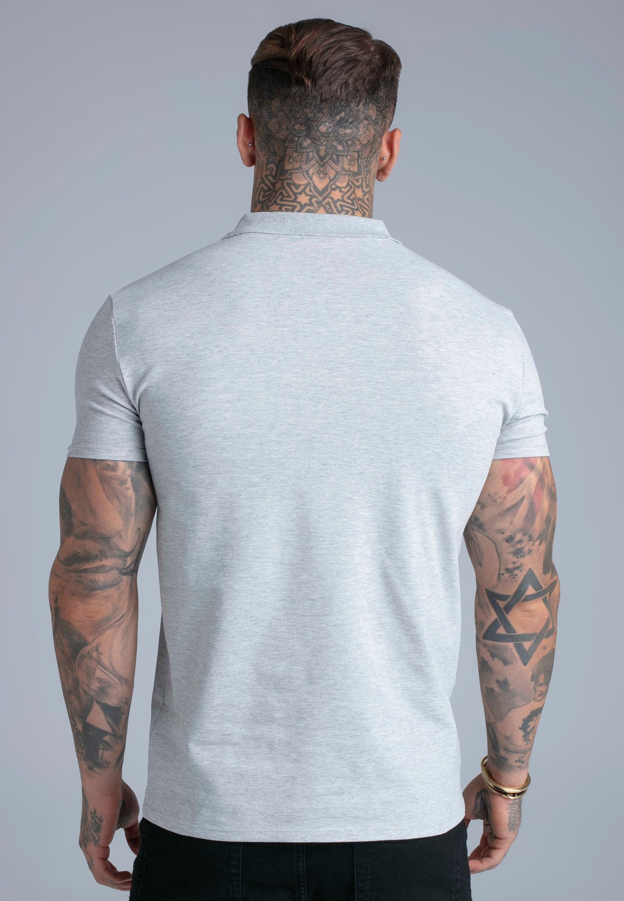 Grey Marl Zip Polo T-Shirt (3)