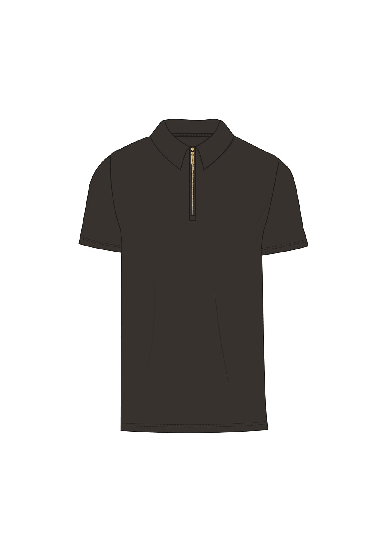 Brown Zip Polo T-Shirt