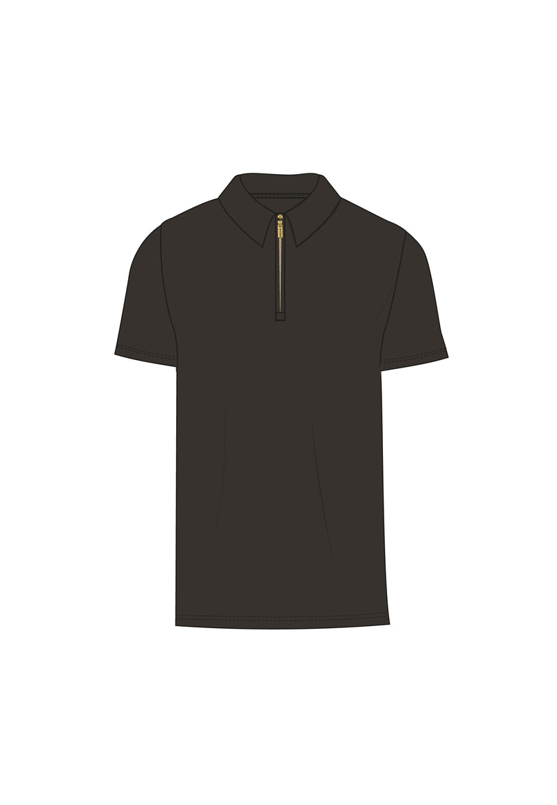 Brown Zip Polo T-Shirt