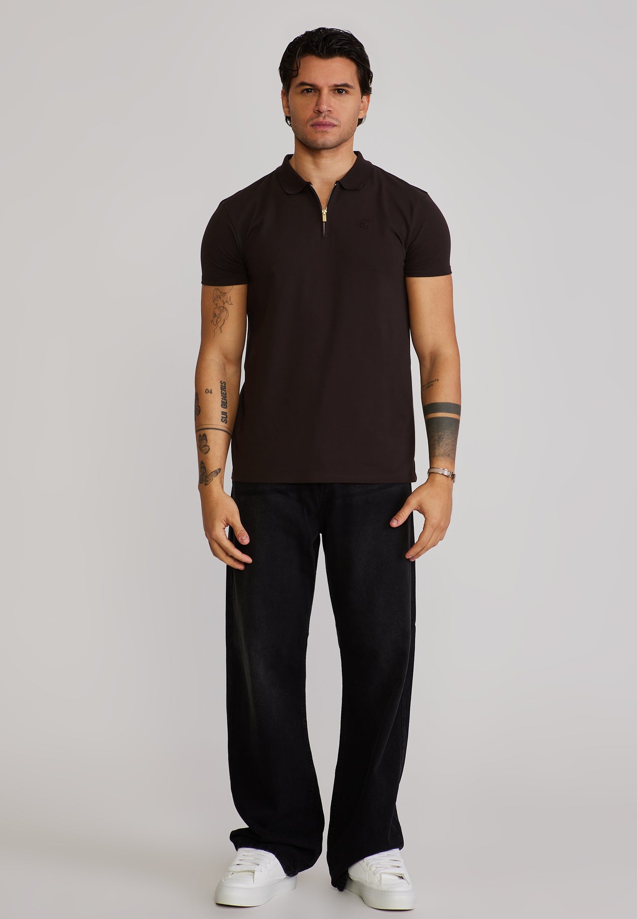 Brown Zip Polo T-Shirt (2)