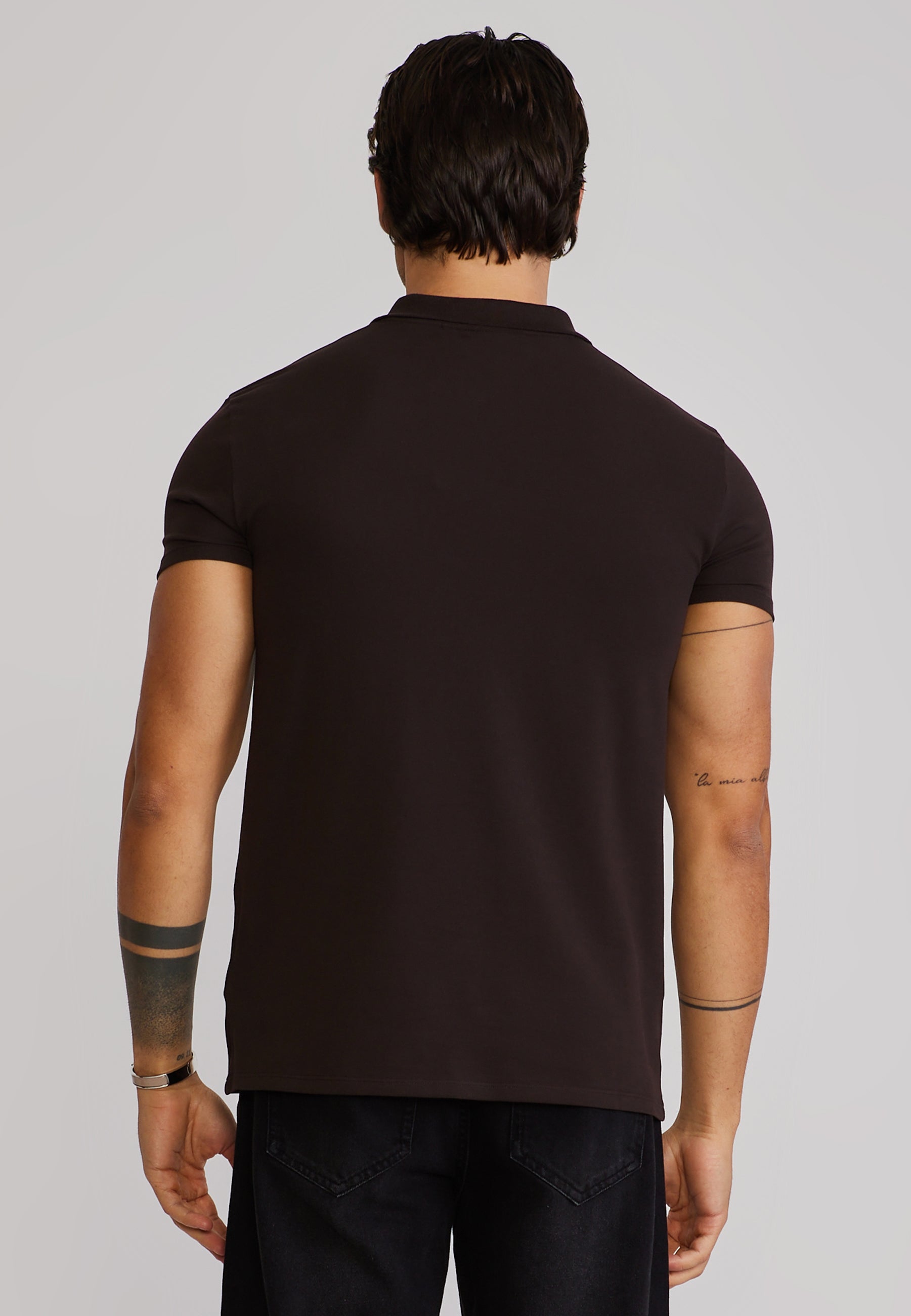 SikSilk Mens Brown Zip Polo T-Shirt | SikSilk US