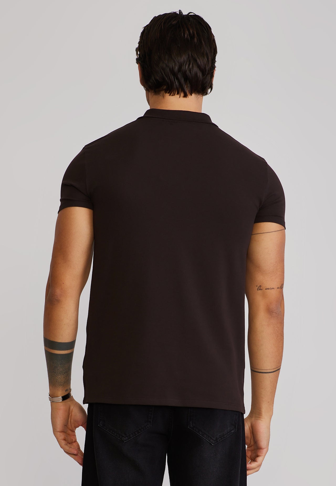 Brown Zip Polo T-Shirt (4)