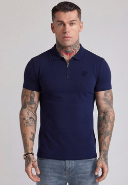 Navy Zip Polo T-Shirt