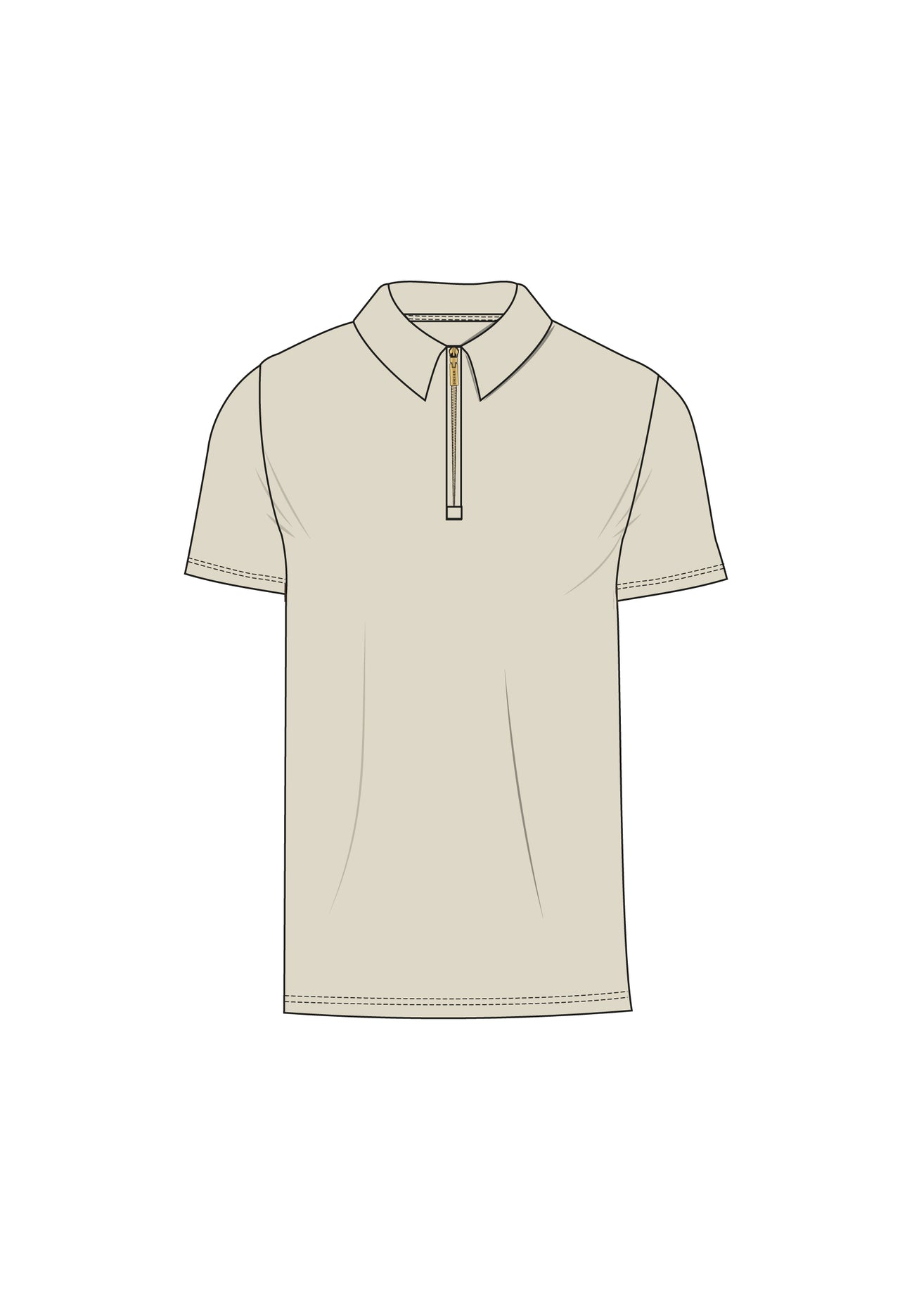 Ecru Zip Polo T-Shirt