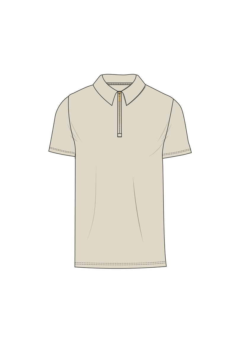 Ecru Zip Polo T-Shirt